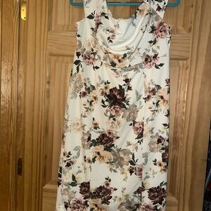 Torrid Cream and Brown Sleeveless Cowl Neck Midi Dress
